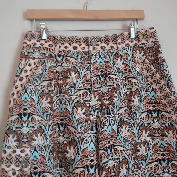 Anthropologue Print Velvet Cargo Barrel Leg Pant Size 8 - Picture 8 of 15